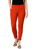 Orange Women's Cotton Lycra Solid Straight Pant