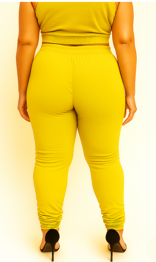 Sunshine Yellow Women's Plus Size Solid Churidar Legging