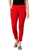 Red Women's Cotton Lycra Solid Straight Pant