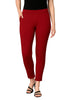 Blood Red Women's Cotton Lycra Solid Straight Pant
