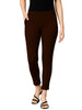 Dark Brown Women's Cotton Lycra Solid Straight Pant