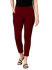 Maroon Women's Cotton Lycra Solid Straight Pant