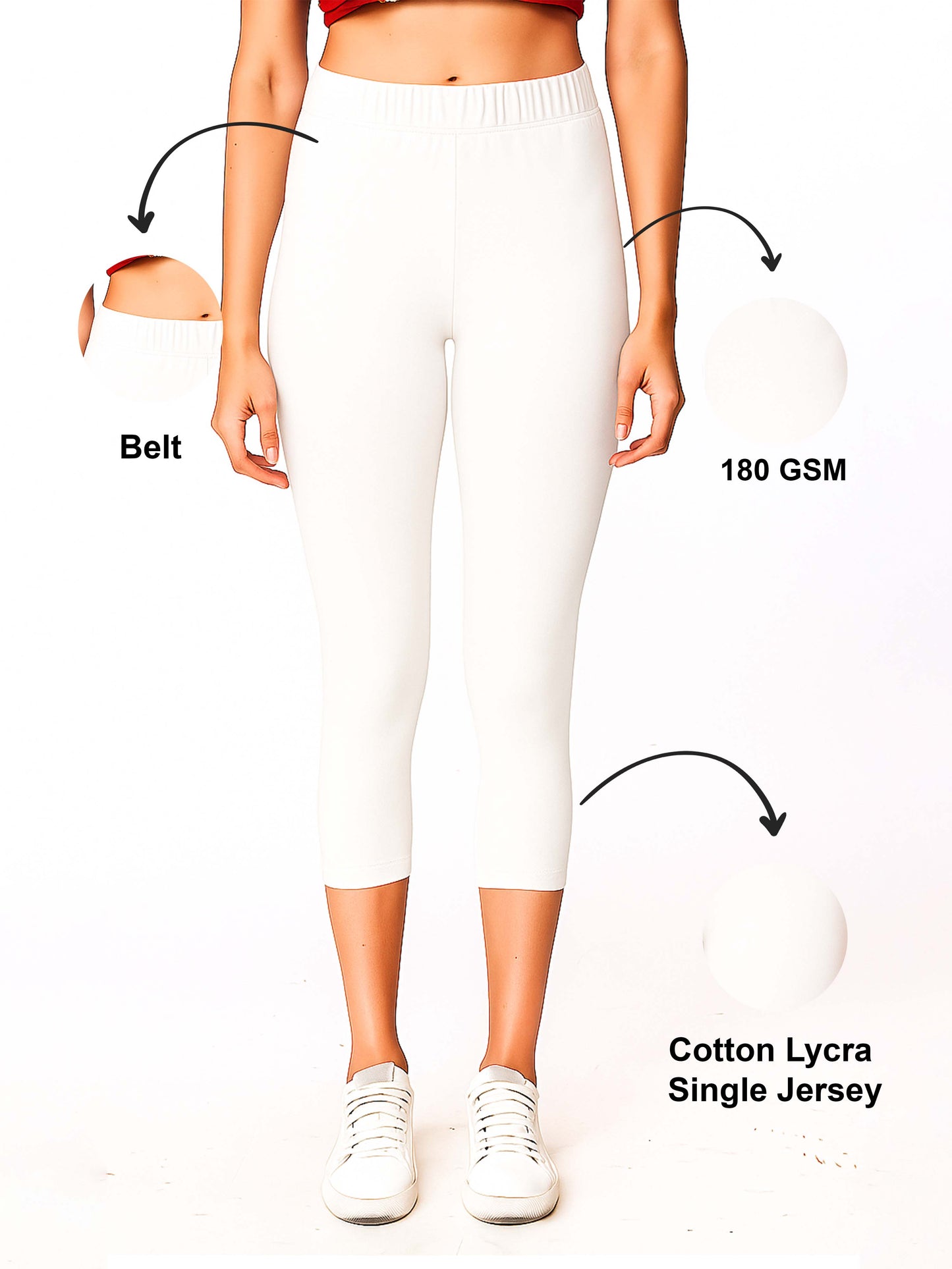 White Women’s Solid Casual Capri