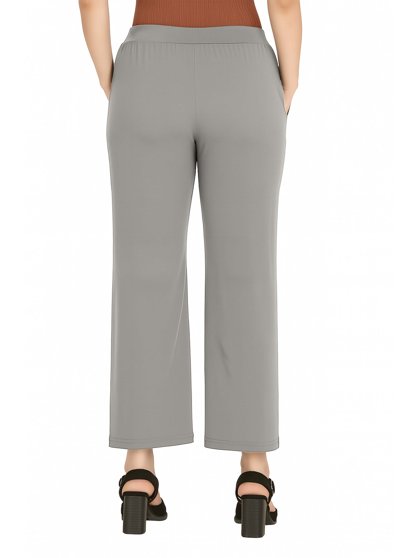Steel Grey Women's Solid Relaxed Fit Pant