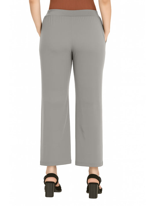 Steel Grey Women's Solid Relaxed Fit Pant