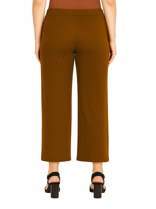 Dark Beige Women's Solid Relaxed Fit Pant