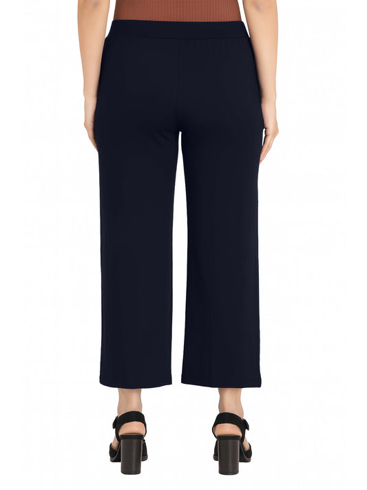 Navy Women's Solid Relaxed Fit Pant