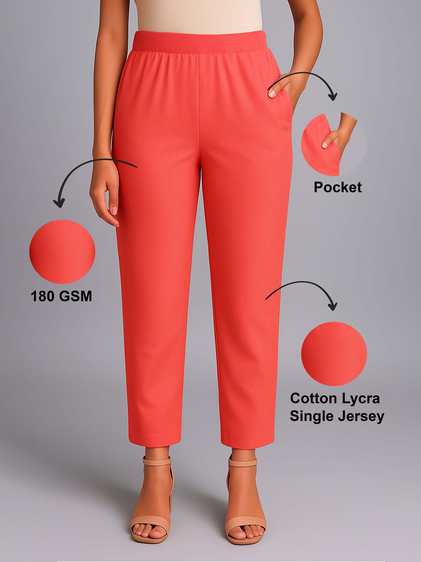 Coral Women's Solid Cotton Lycra Kurti Pant