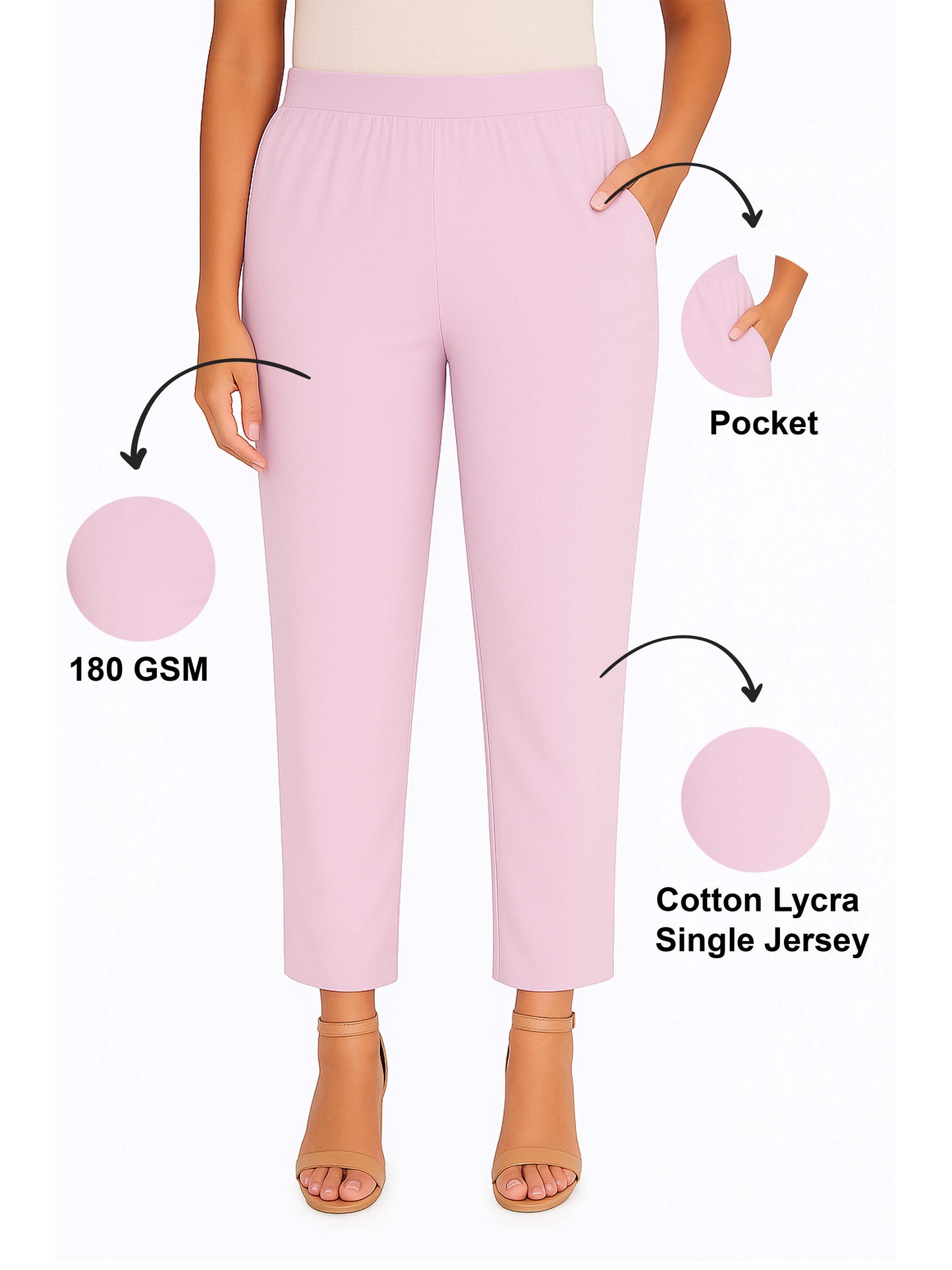 Cradle Pink Women's Solid Cotton Lycra Kurti Pant