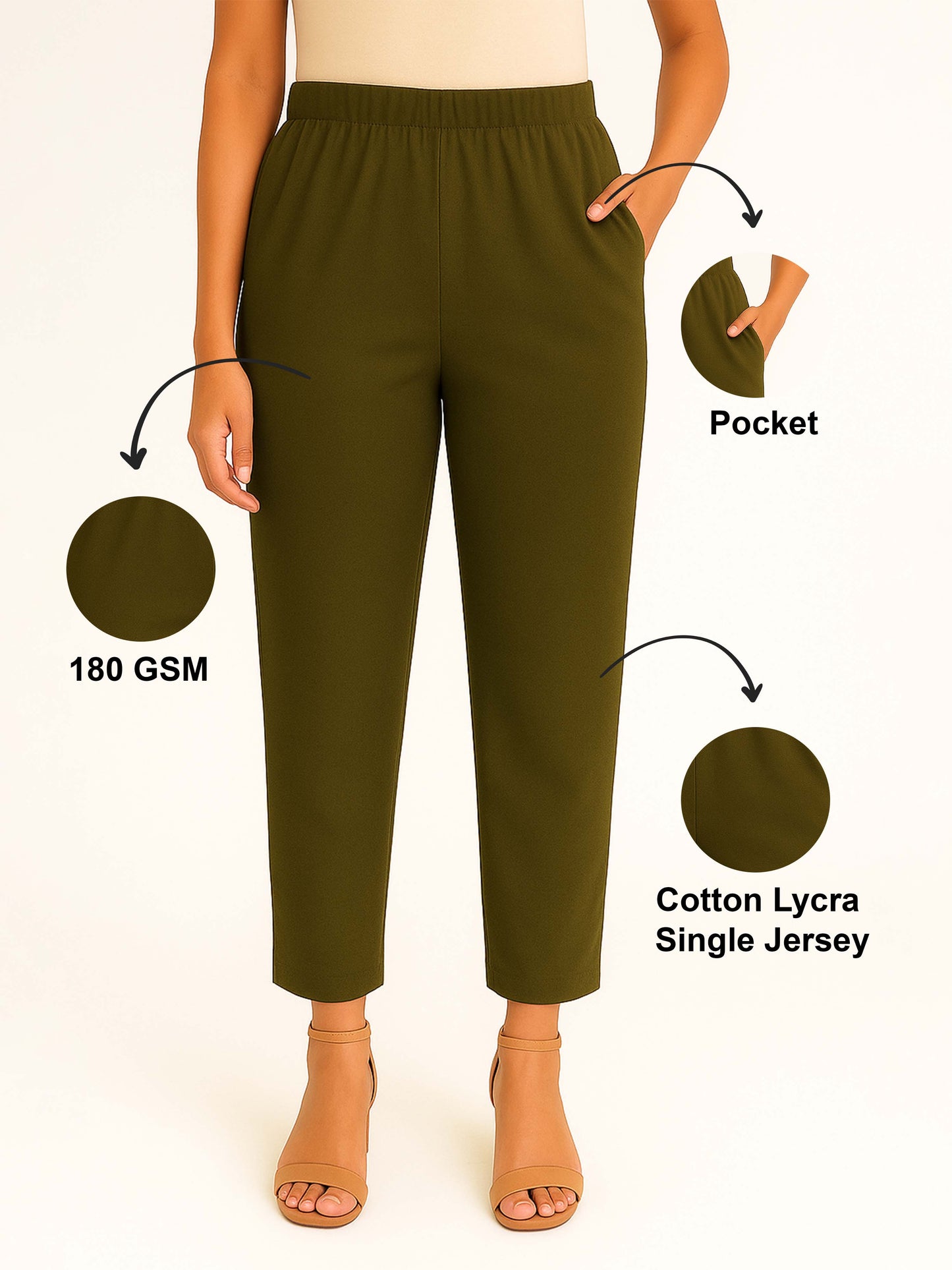 Dark Mehendi Women's Solid Cotton Lycra Kurti Pant