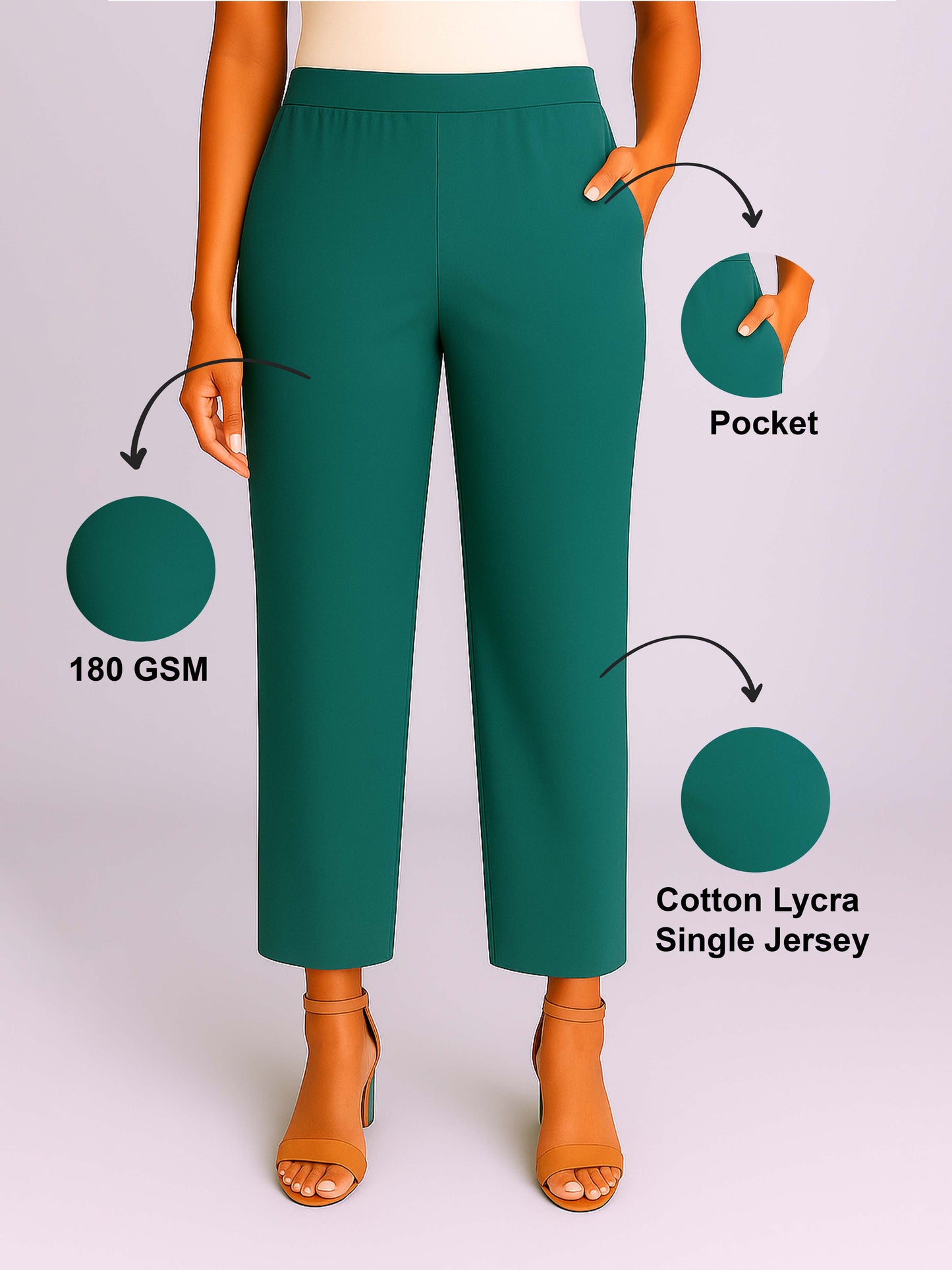 D. Teal Women's Solid Cotton Lycra Kurti Pant