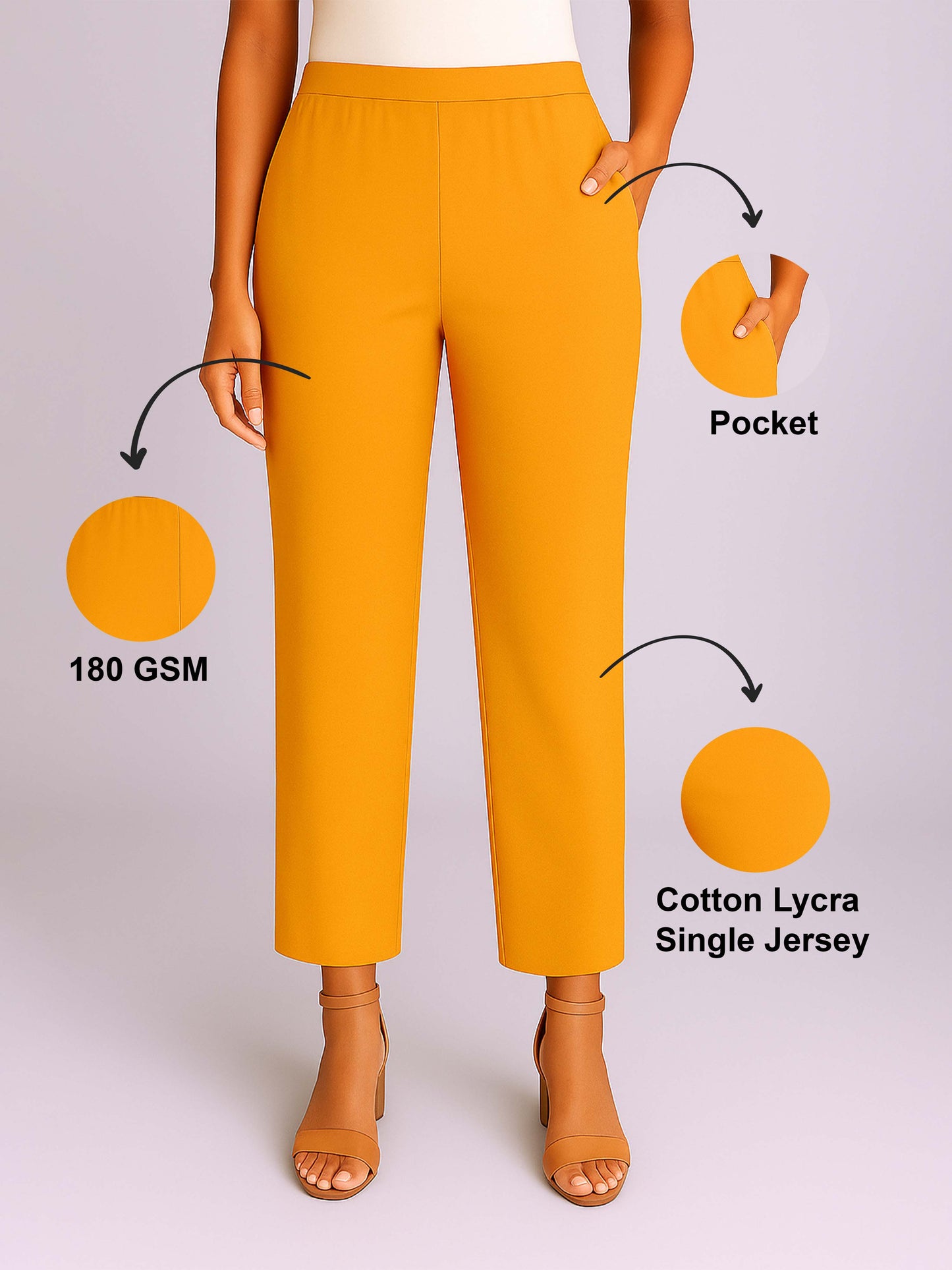 Deep Mustard Women's Solid Cotton Lycra Kurti Pant