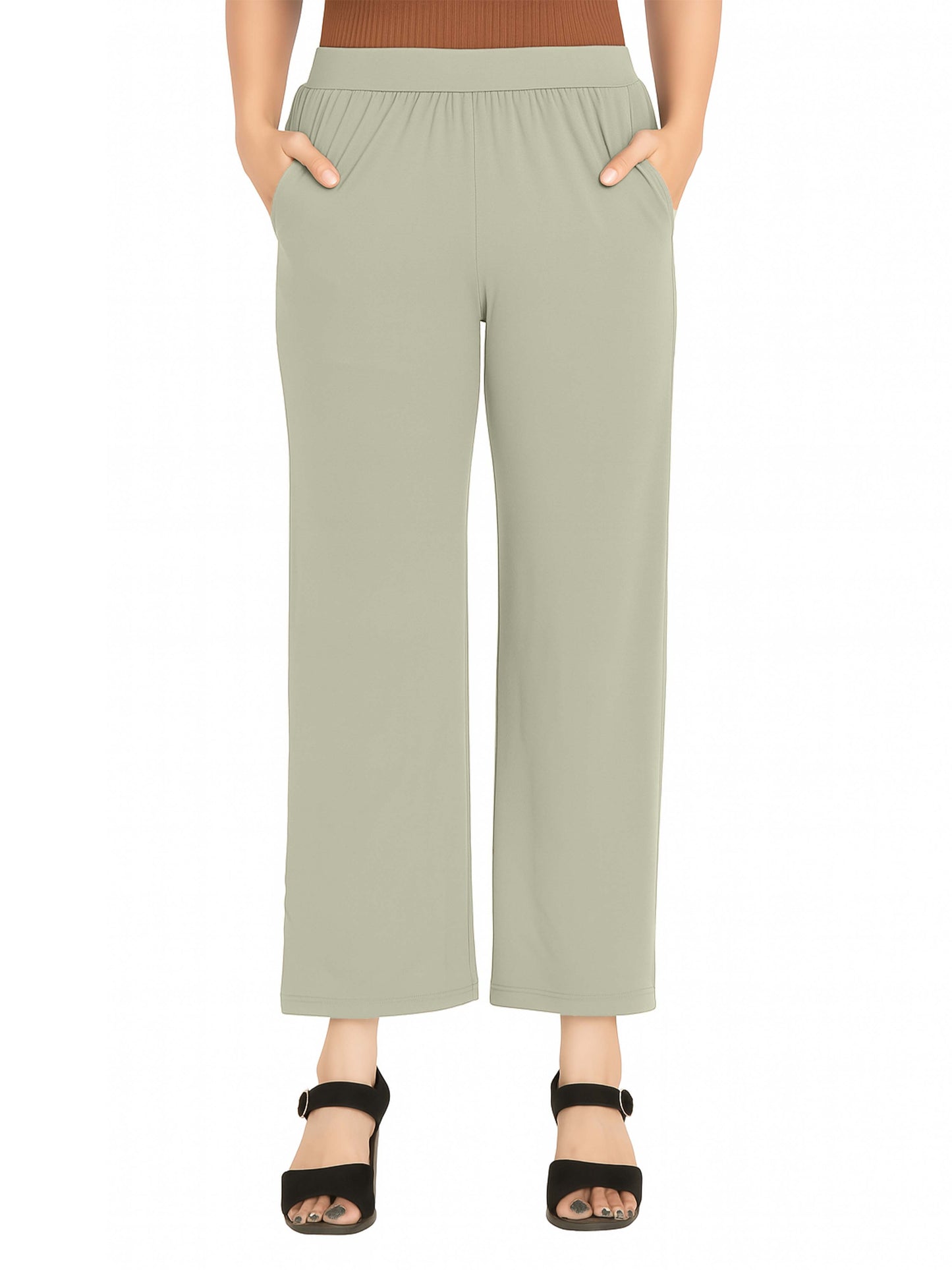 Ecru Women's Solid Relaxed Fit Pant