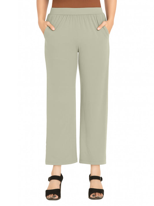 Ecru Women's Solid Relaxed Fit Pant
