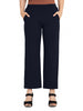 Navy Women's Solid Relaxed Fit Pant