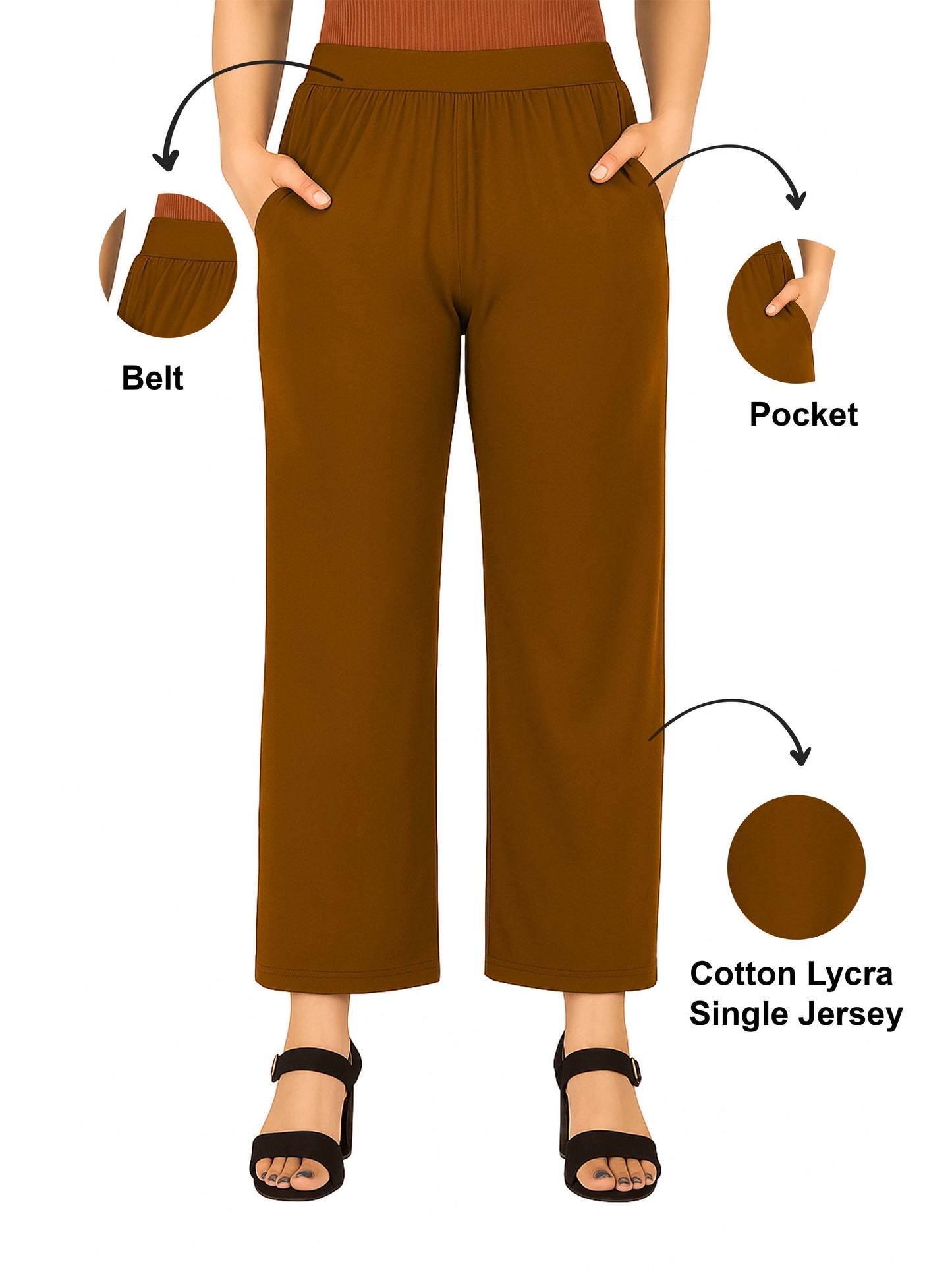 Dark Beige Women's Solid Relaxed Fit Pant