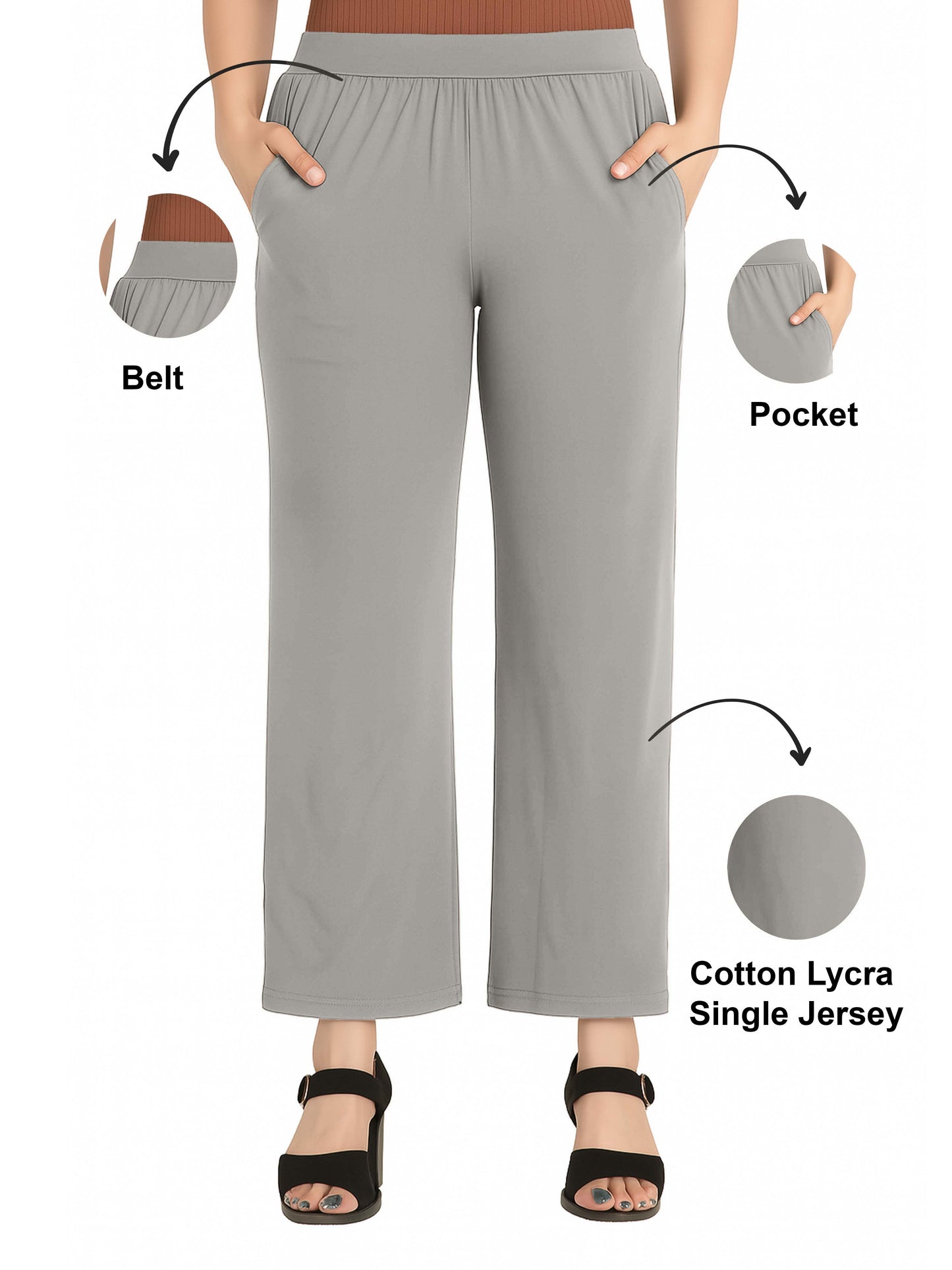 Steel Grey Women's Solid Relaxed Fit Pant