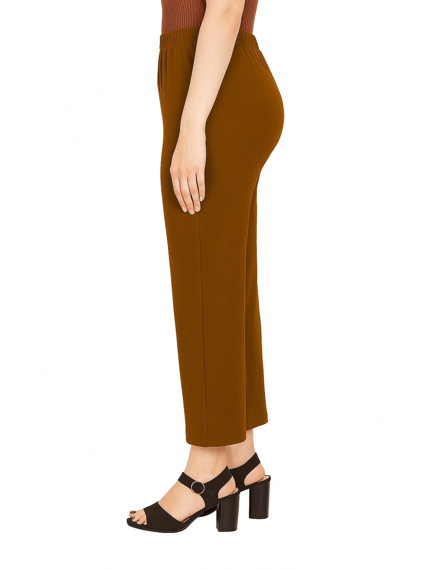 Dark Beige Women's Solid Relaxed Fit Pant