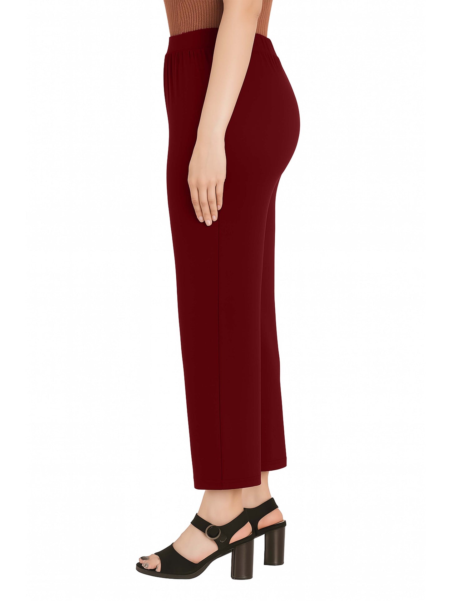 Maroon Women's Solid Relaxed Fit Pant